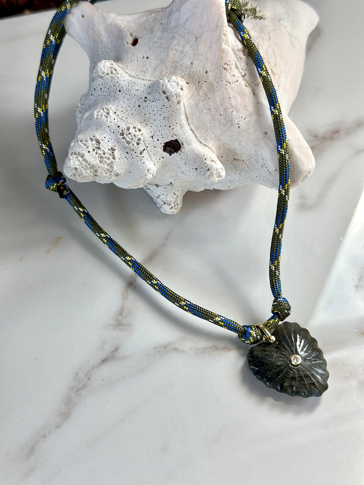 Heart  Gemstone Pendant Paracord Necklace
