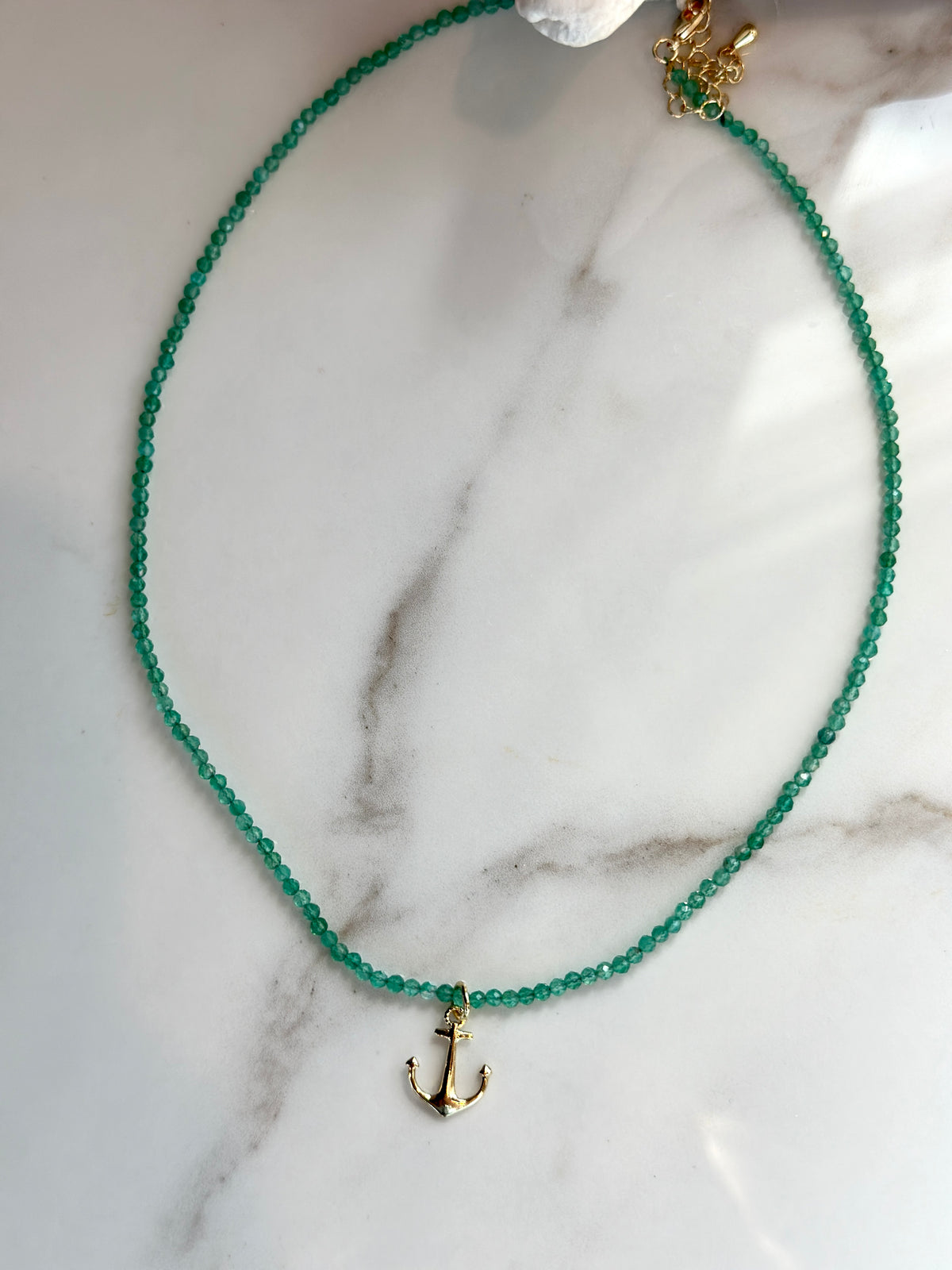 Natural Gemstone Charm Necklace – Coastal Gold Pendant Necklace