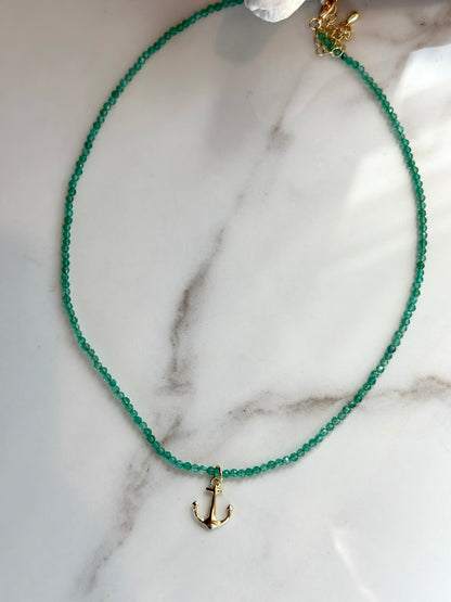 Natural Gemstone Charm Necklace – Coastal Gold Pendant Necklace
