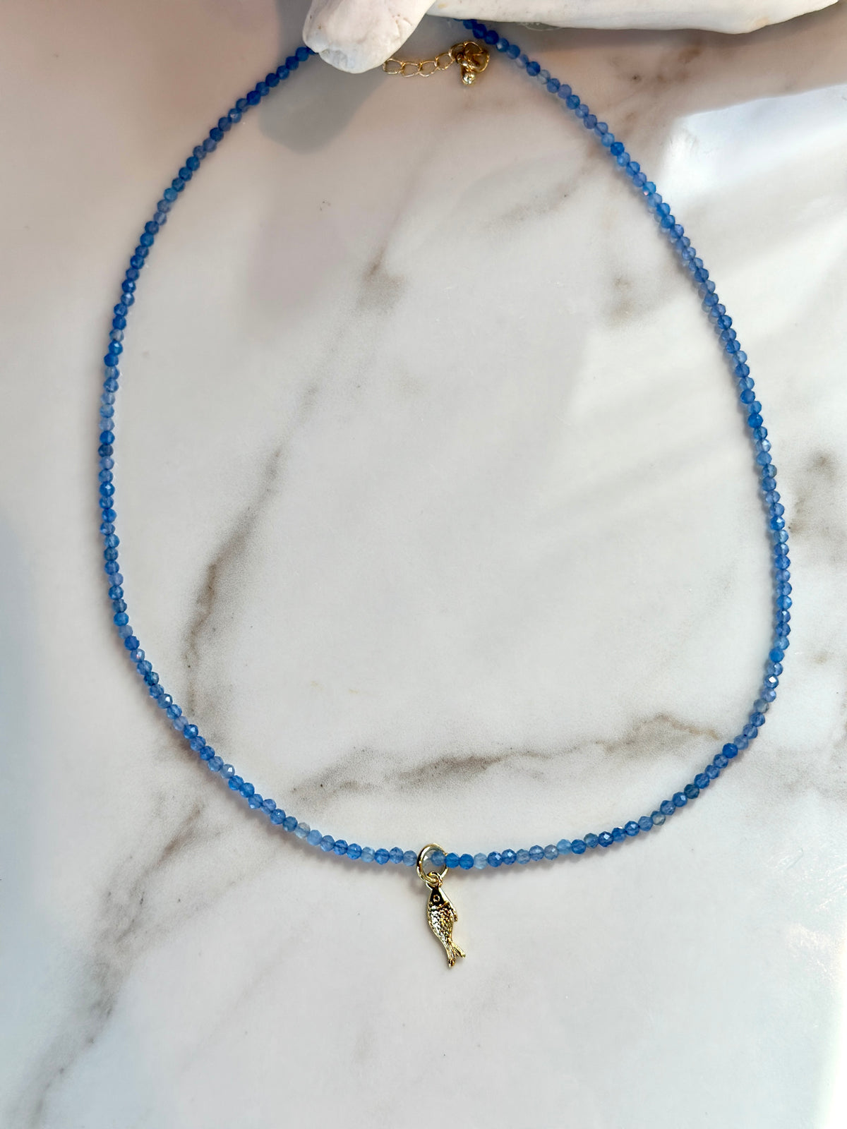 Natural Gemstone Charm Necklace – Coastal Gold Pendant Necklace