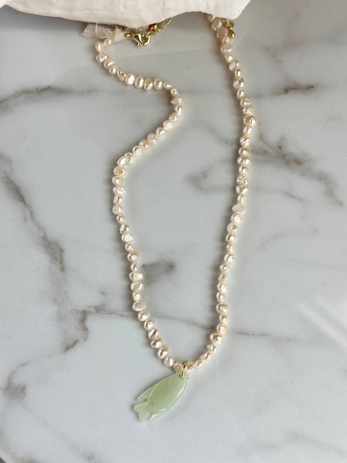 The Harbor Pearl & Jade Fish Necklace
