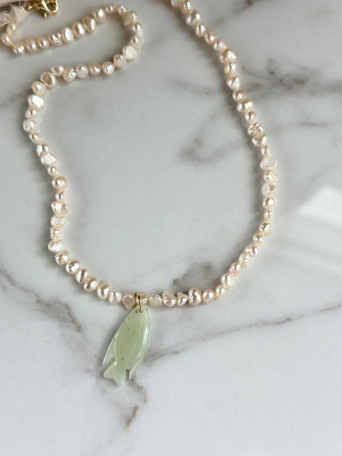 The Harbor Pearl & Jade Fish Necklace
