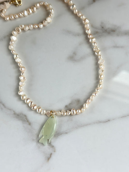 The Harbor Pearl & Jade Fish Necklace