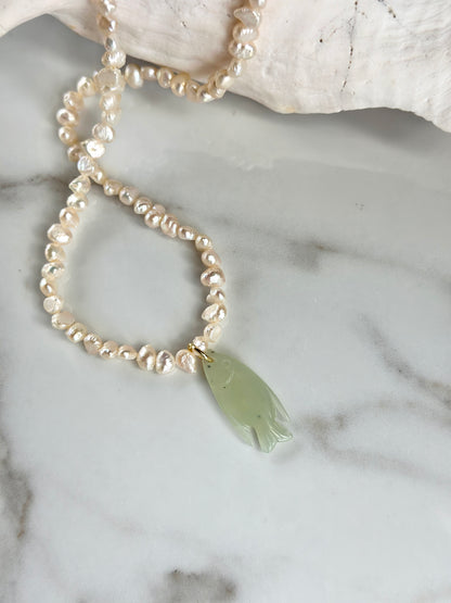 The Harbor Pearl & Jade Fish Necklace