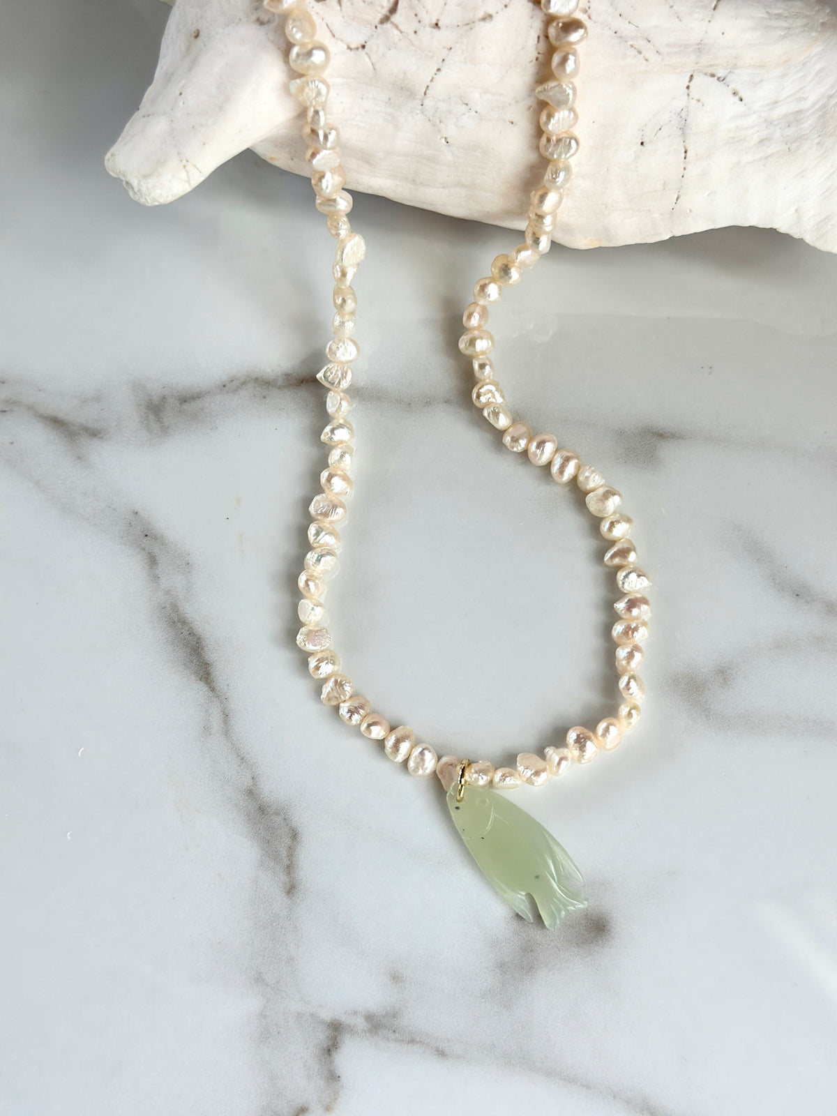 The Harbor Pearl & Jade Fish Necklace