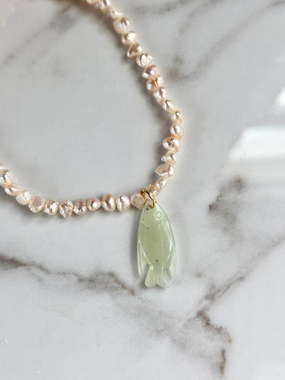 The Harbor Pearl & Jade Fish Necklace