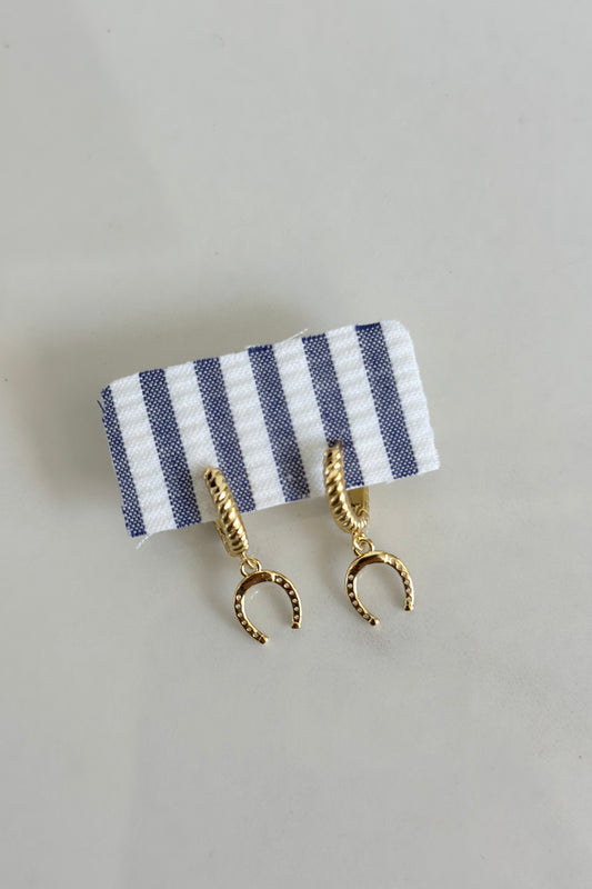Golden Horseshoe Drop Earrings