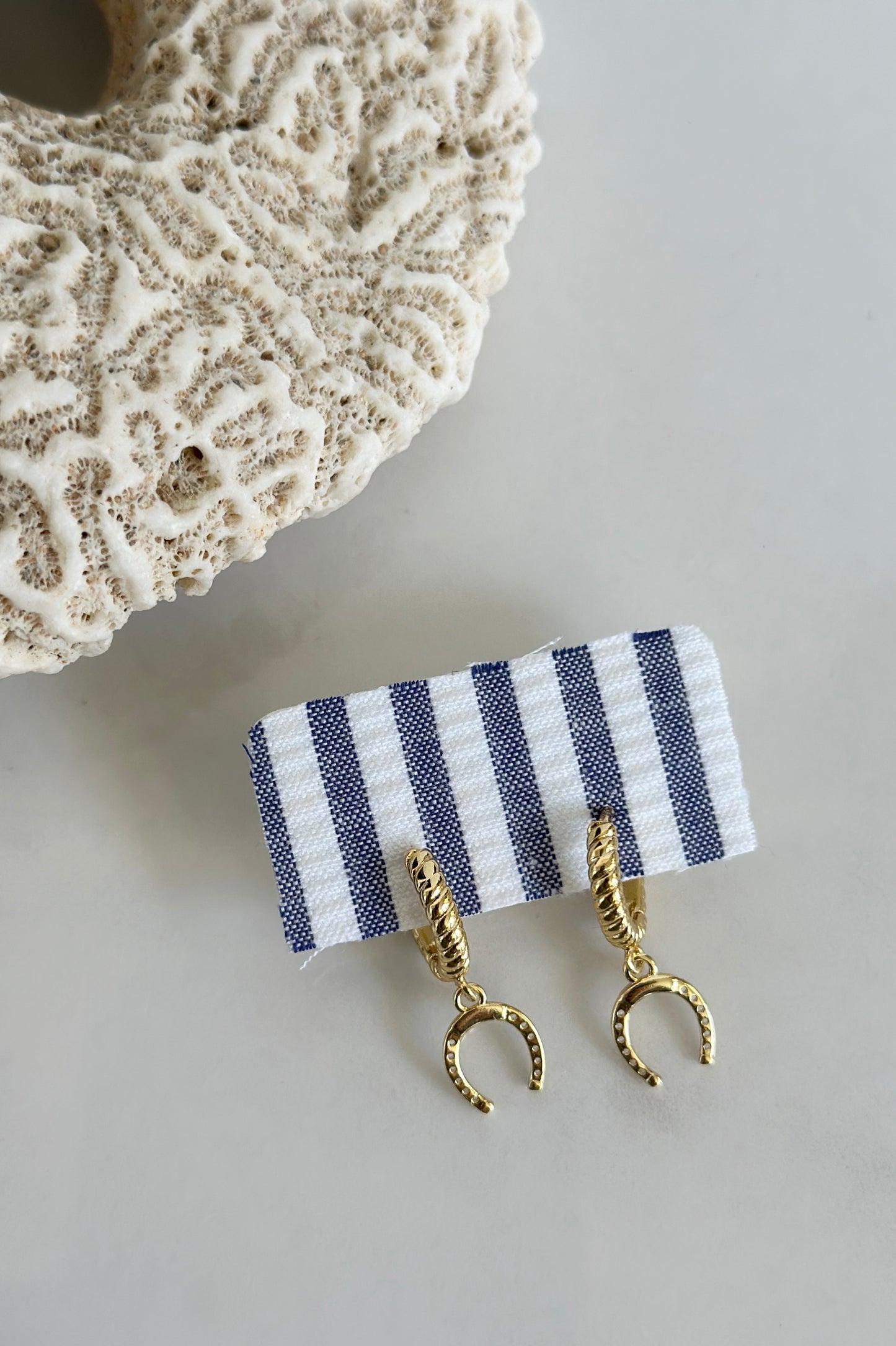 Golden Horseshoe Drop Earrings