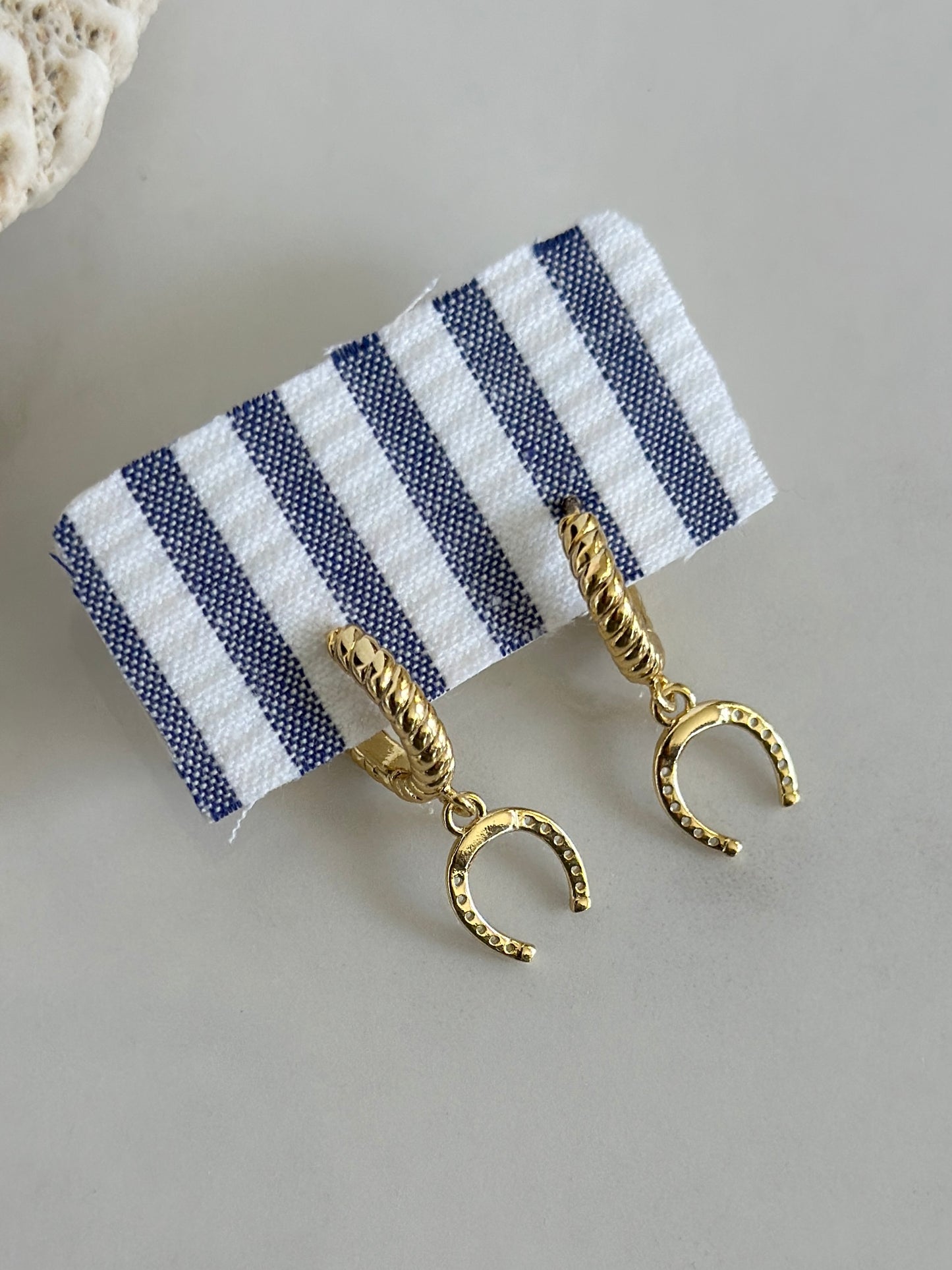 Golden Horseshoe Drop Earrings