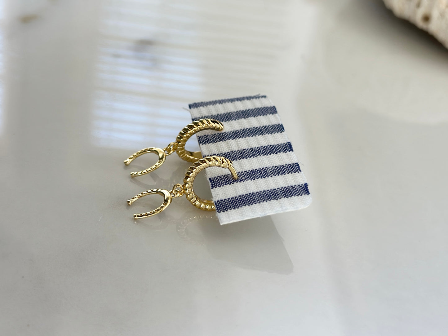 Golden Horseshoe Drop Earrings