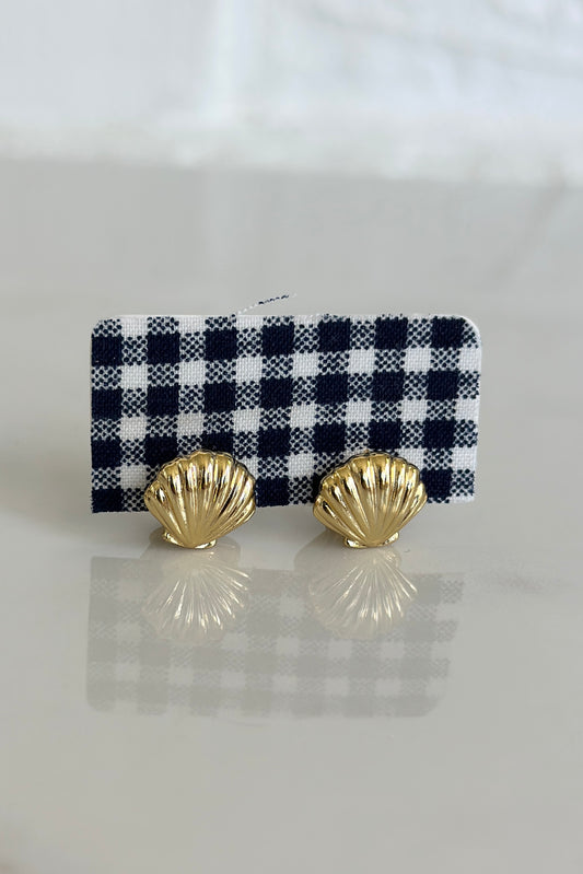 Golden Shell Huggie Earrings