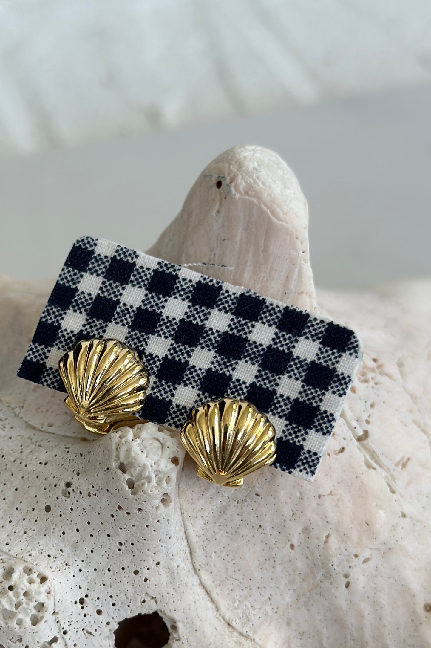 Golden Shell Huggie Earrings