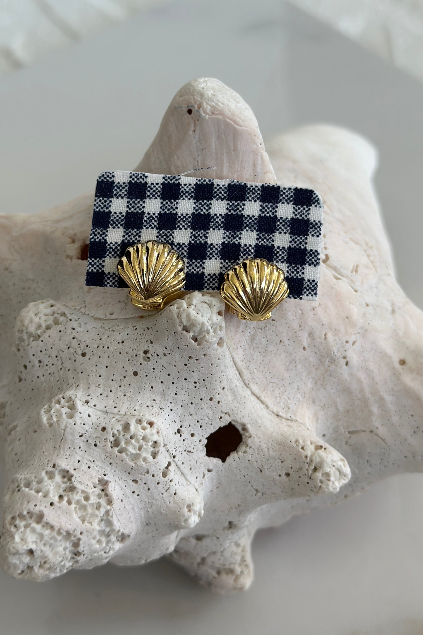 Golden Shell Huggie Earrings