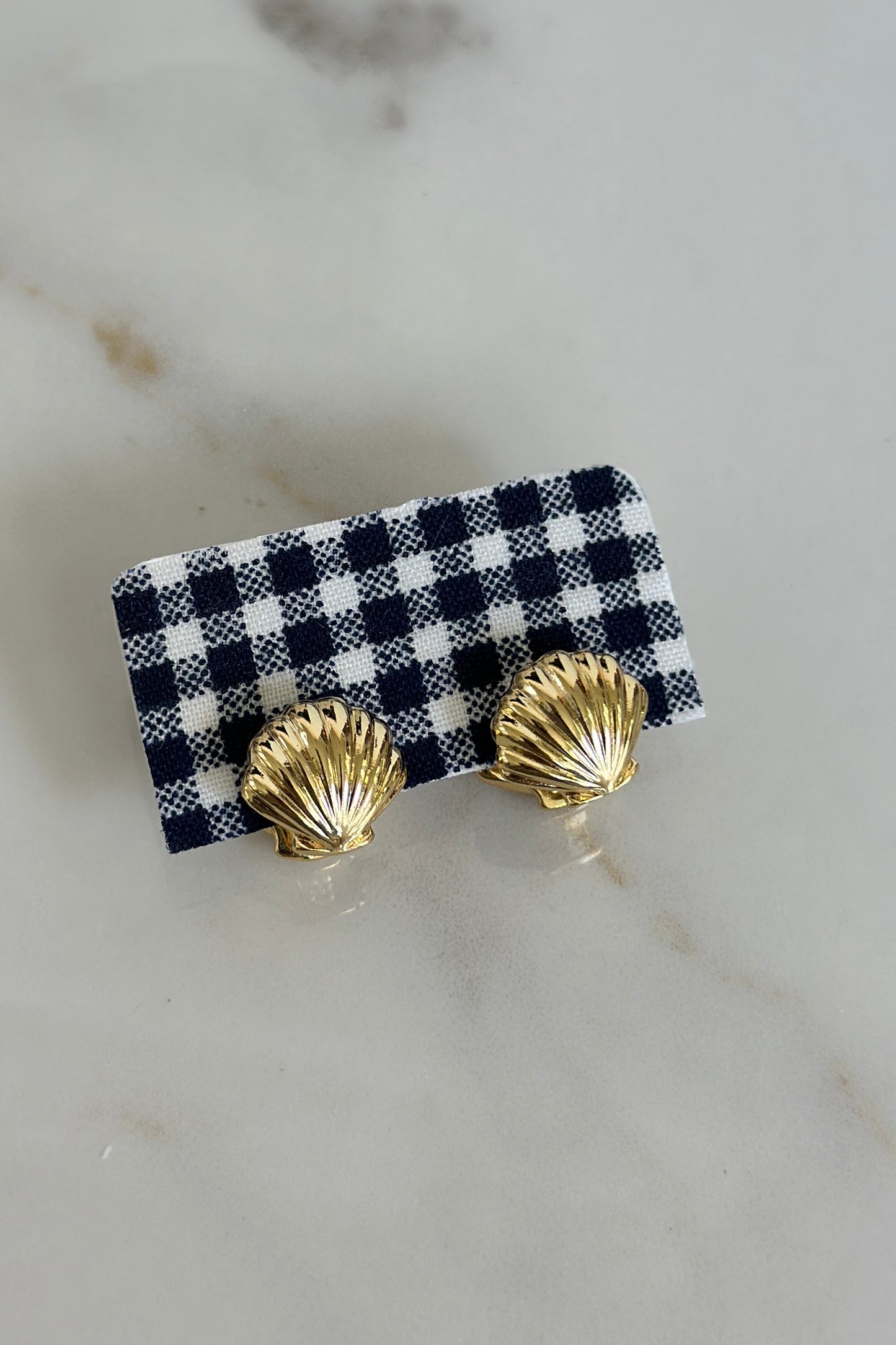 Golden Shell Huggie Earrings