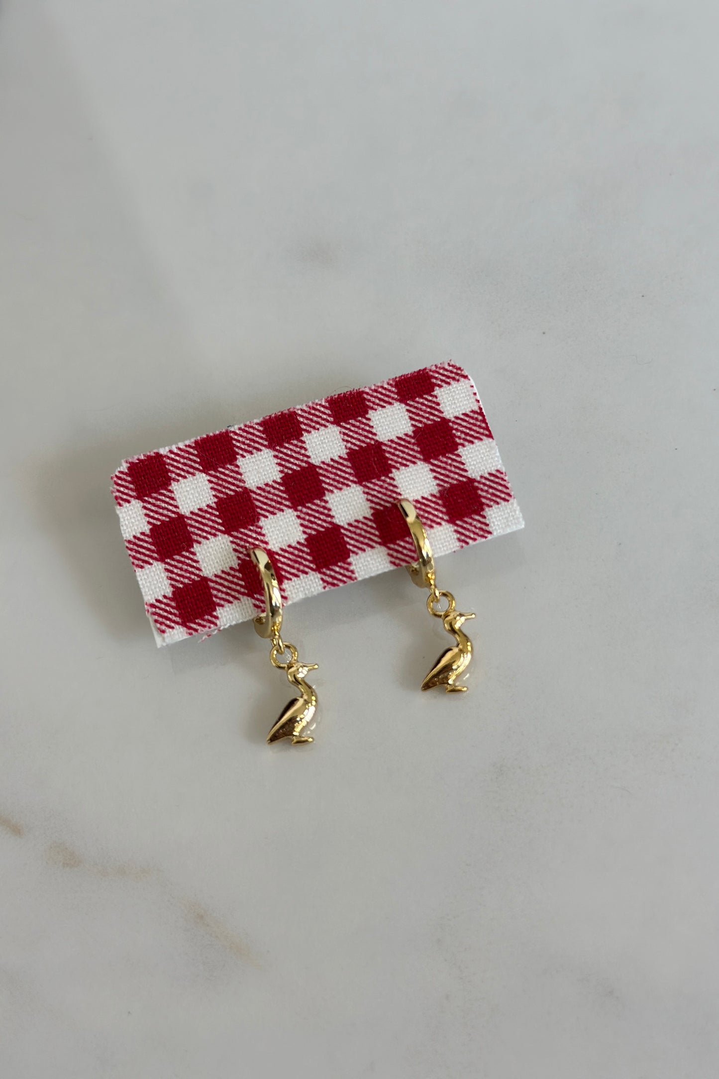 Golden Duck Charm Drop Earrings