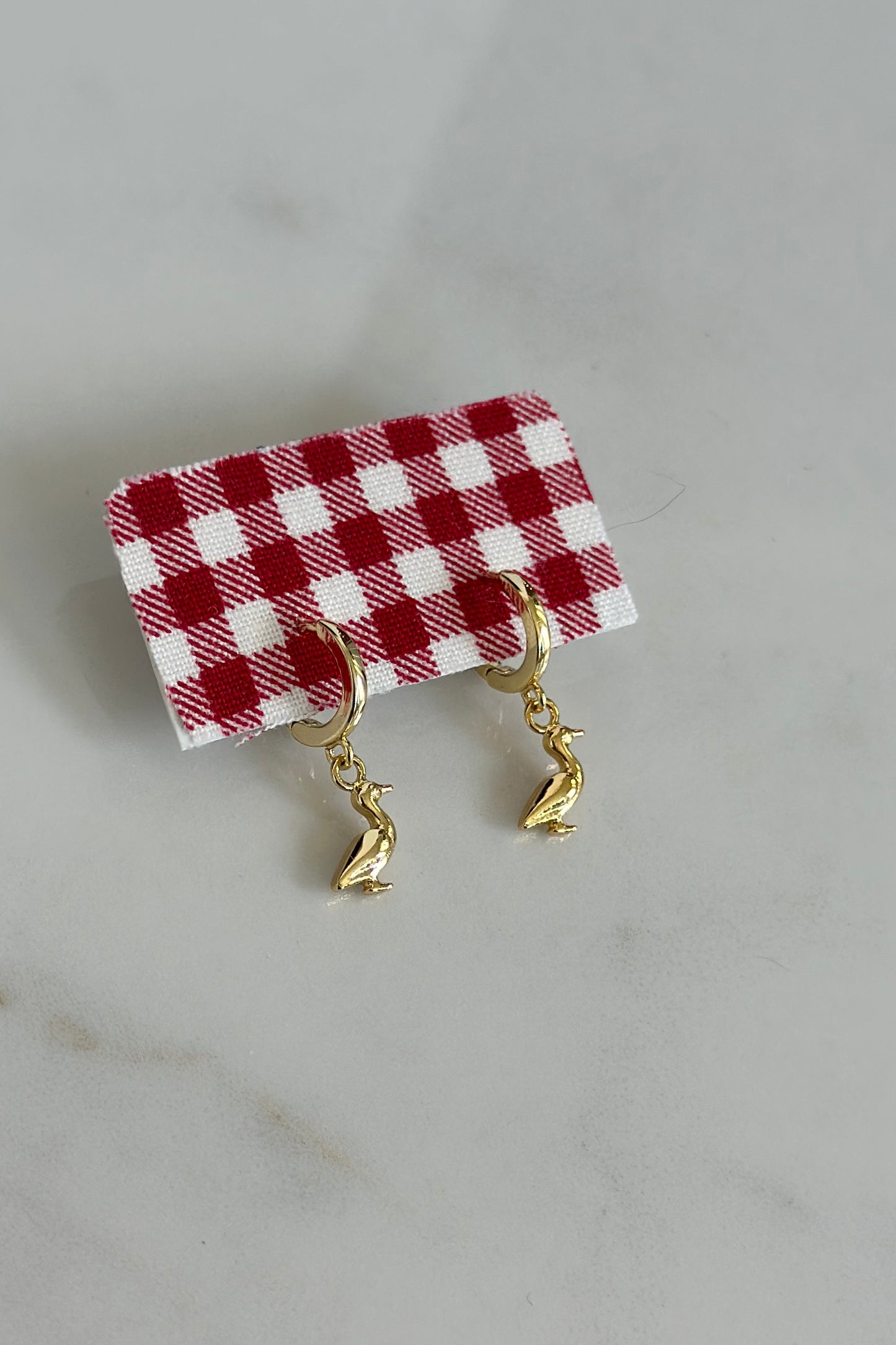 Golden Duck Charm Drop Earrings