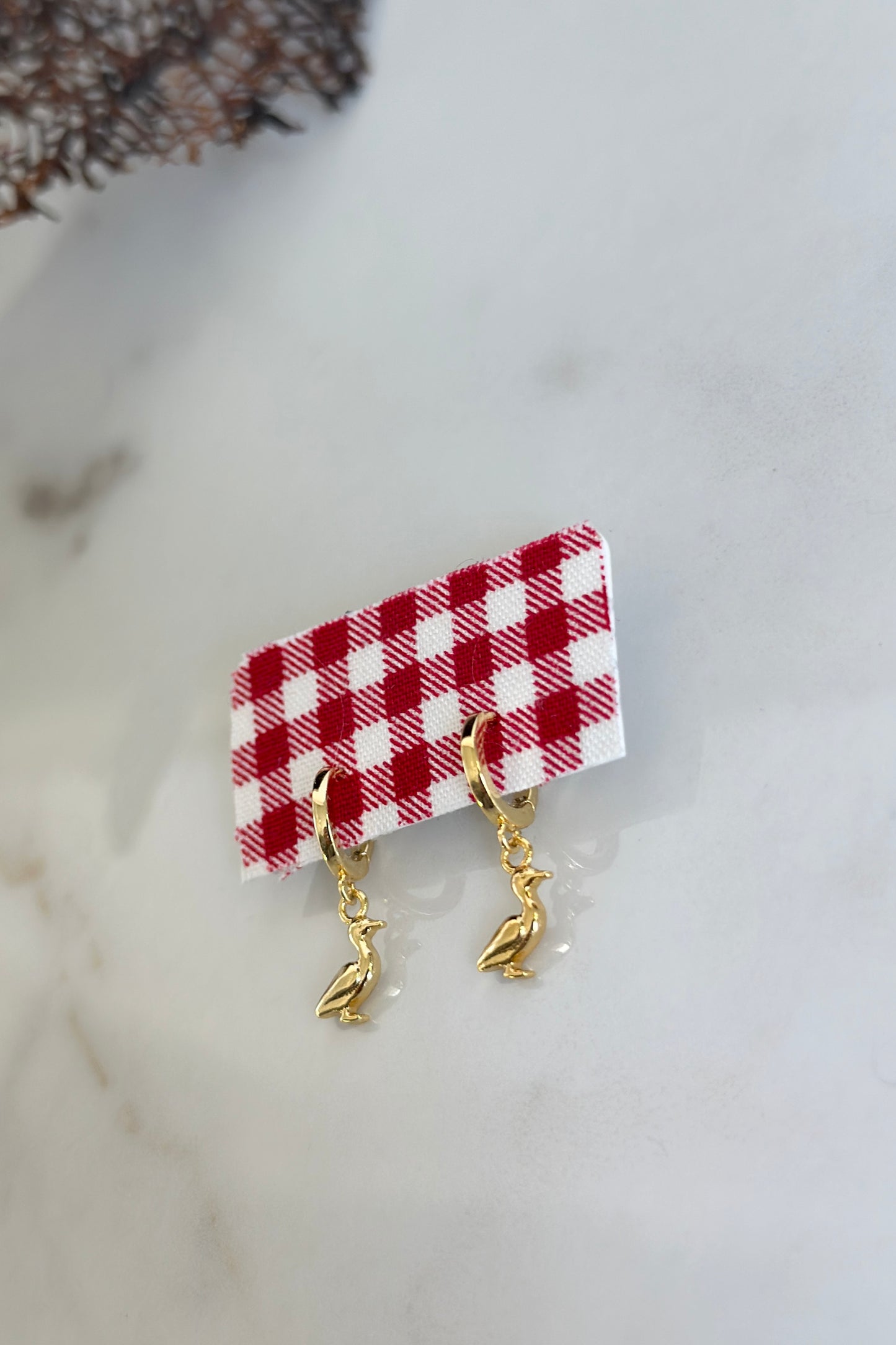 Golden Duck Charm Drop Earrings