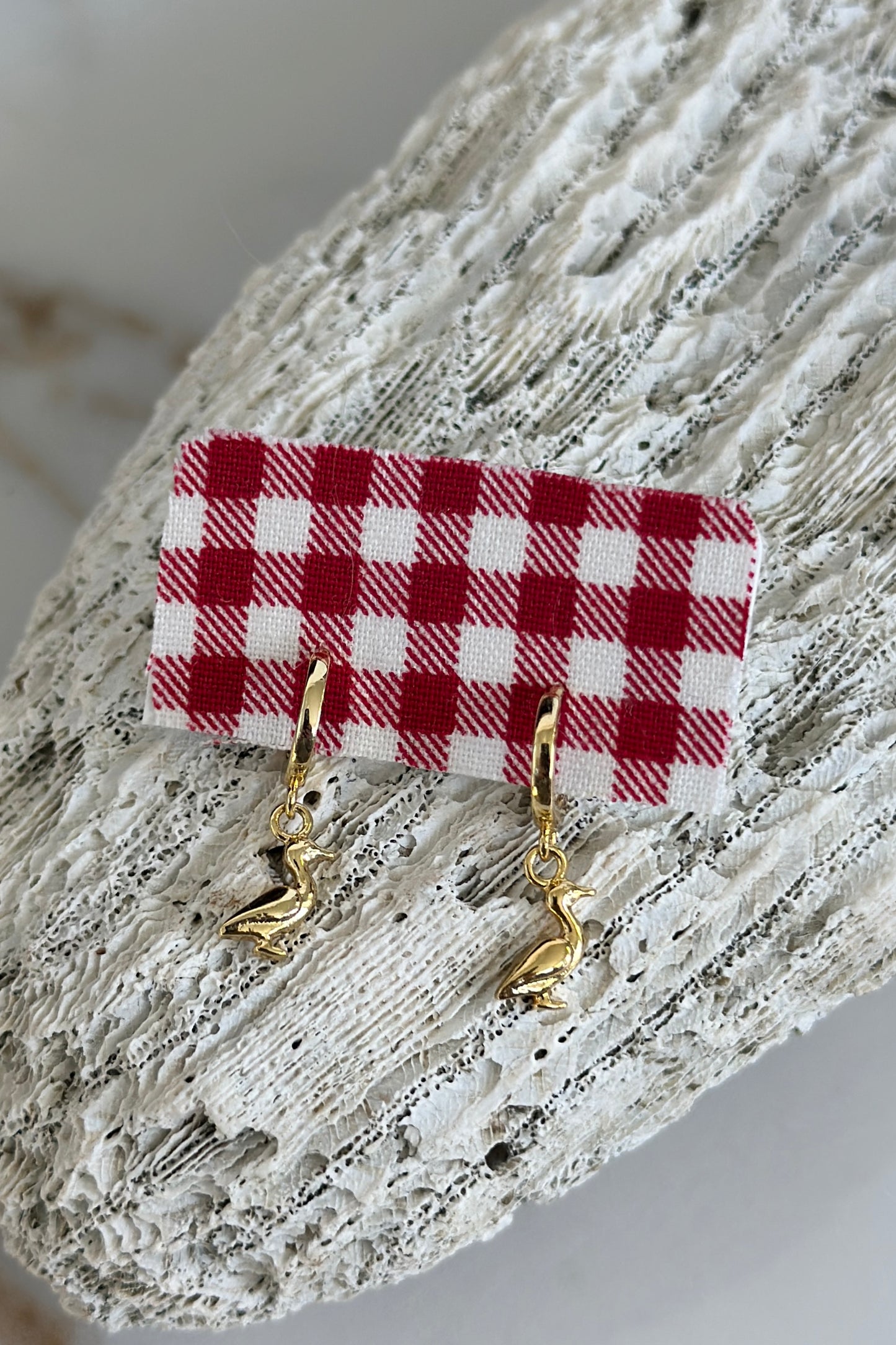 Golden Duck Charm Drop Earrings