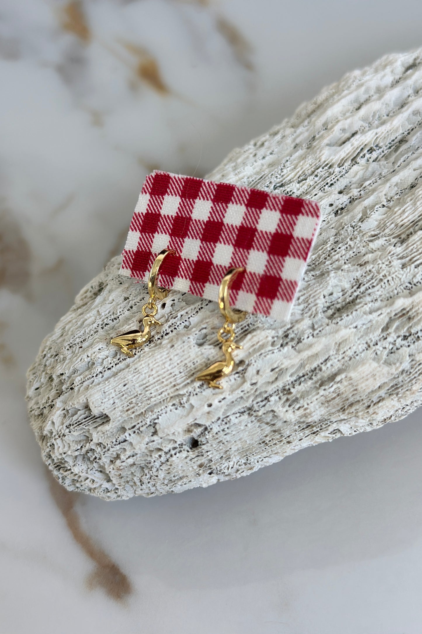 Golden Duck Charm Drop Earrings