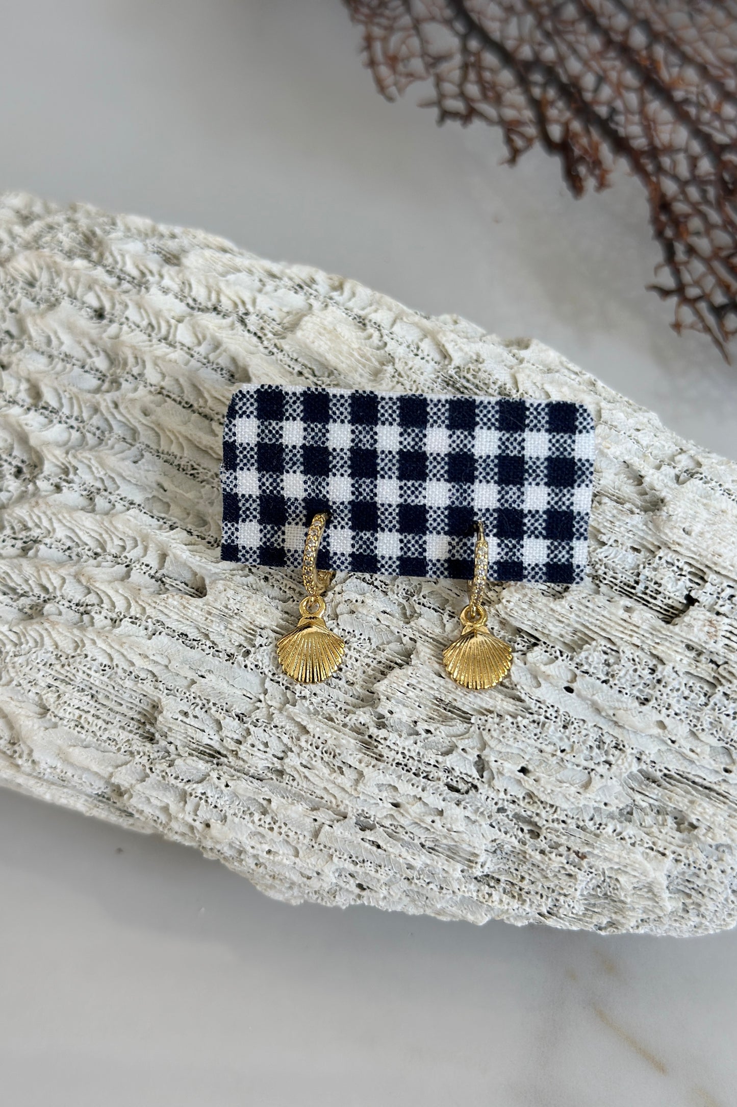 Gold Shell Drop Hoops