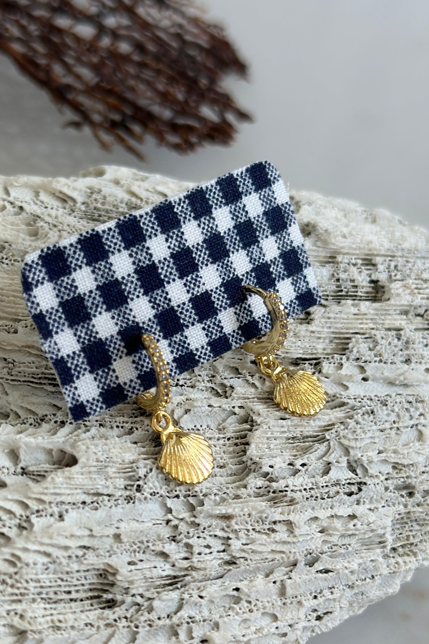 Gold Shell Drop Hoops