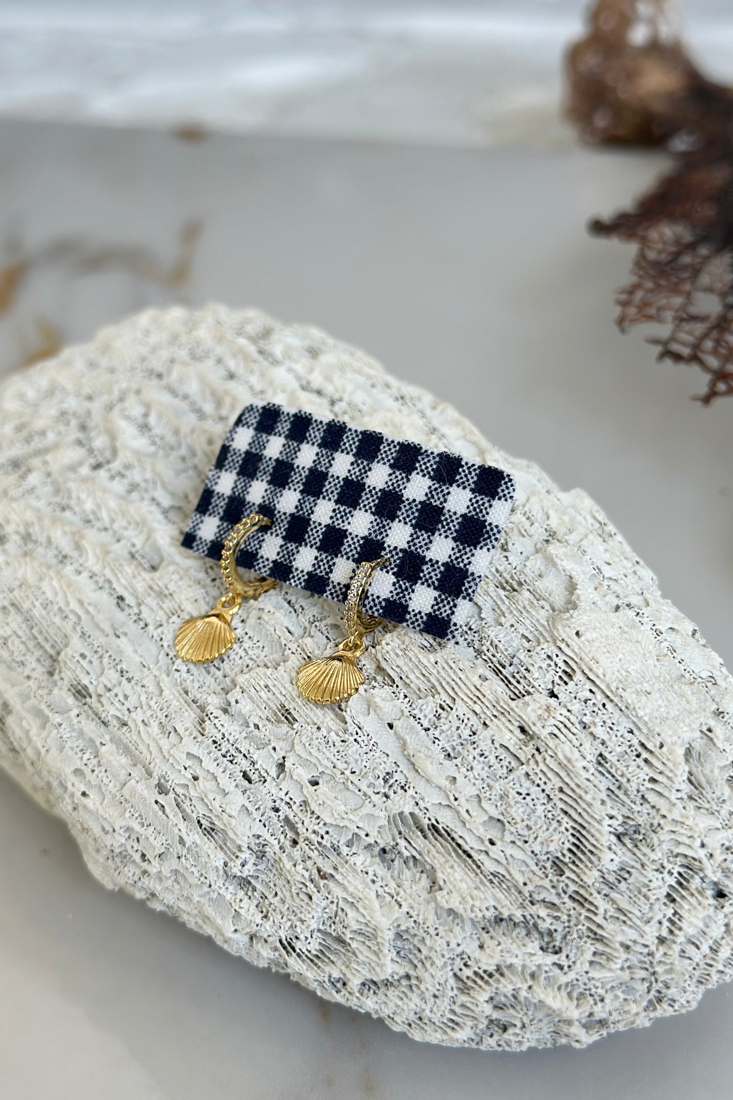 Gold Shell Drop Hoops