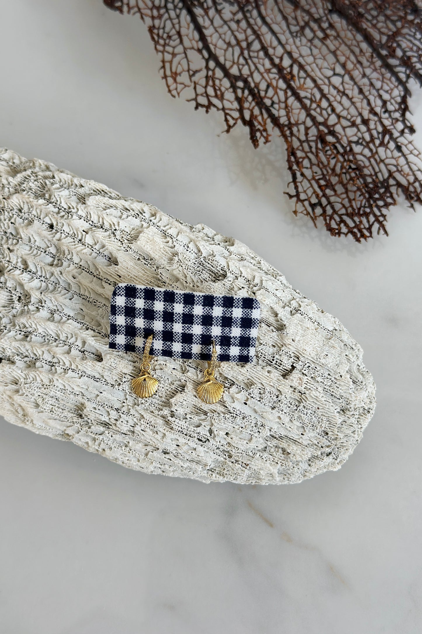 Gold Shell Drop Hoops