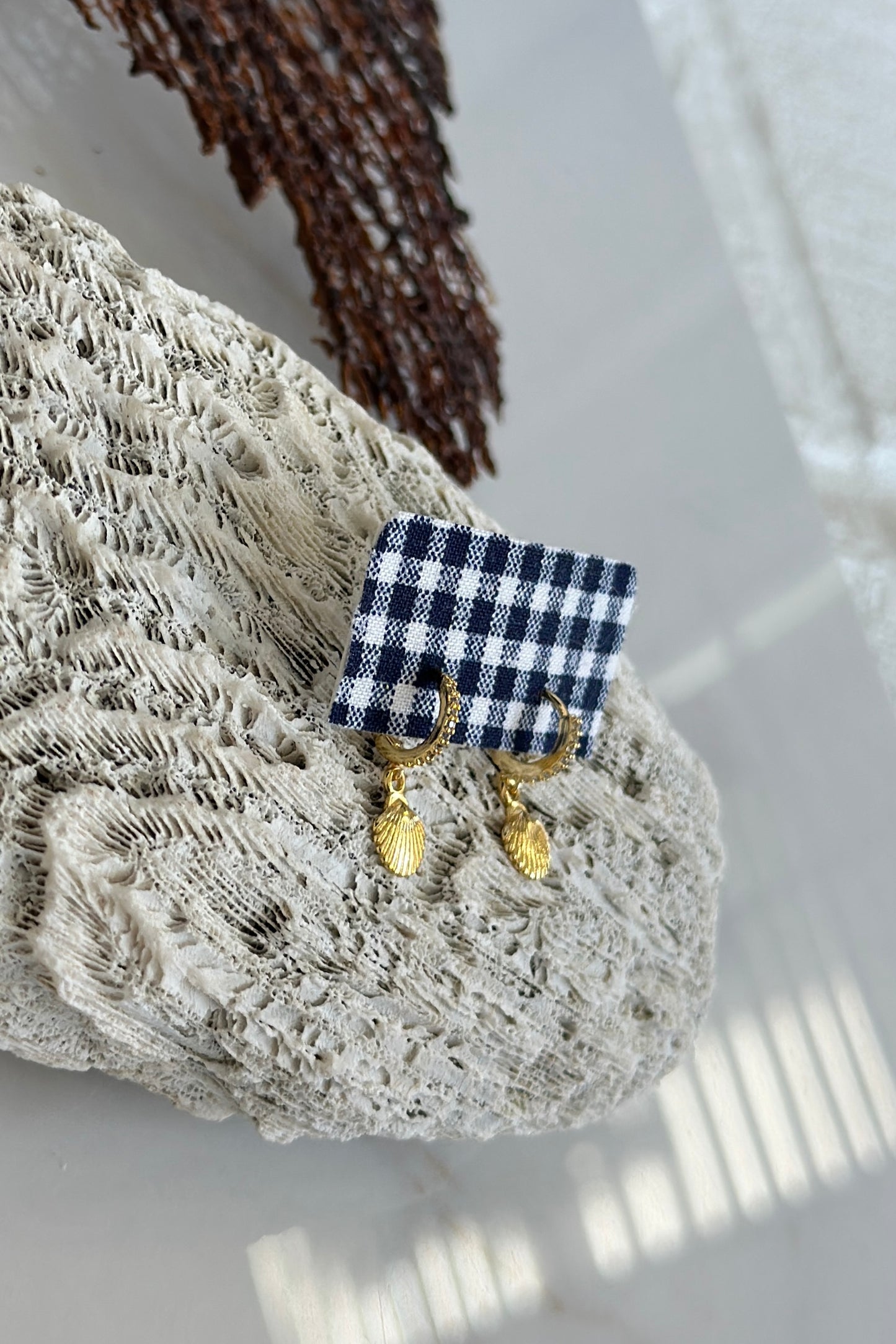 Gold Shell Drop Hoops