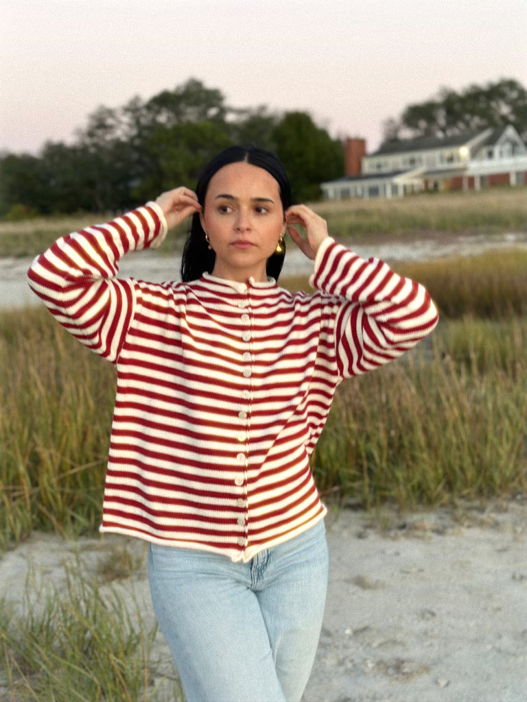 The Camila Sweater - Red Stripe