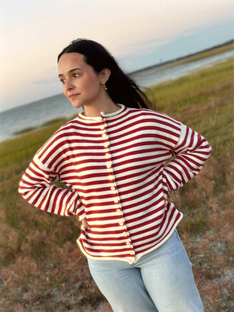 The Camila Sweater - Red Stripe