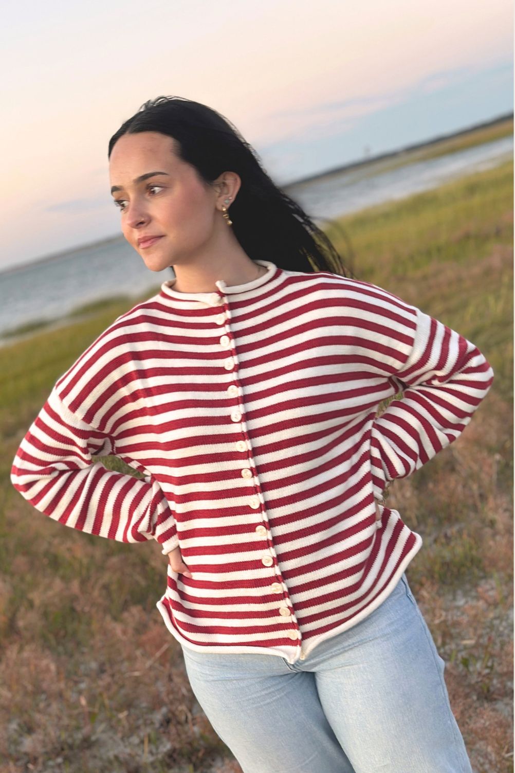 The Camila Sweater - Red Stripe