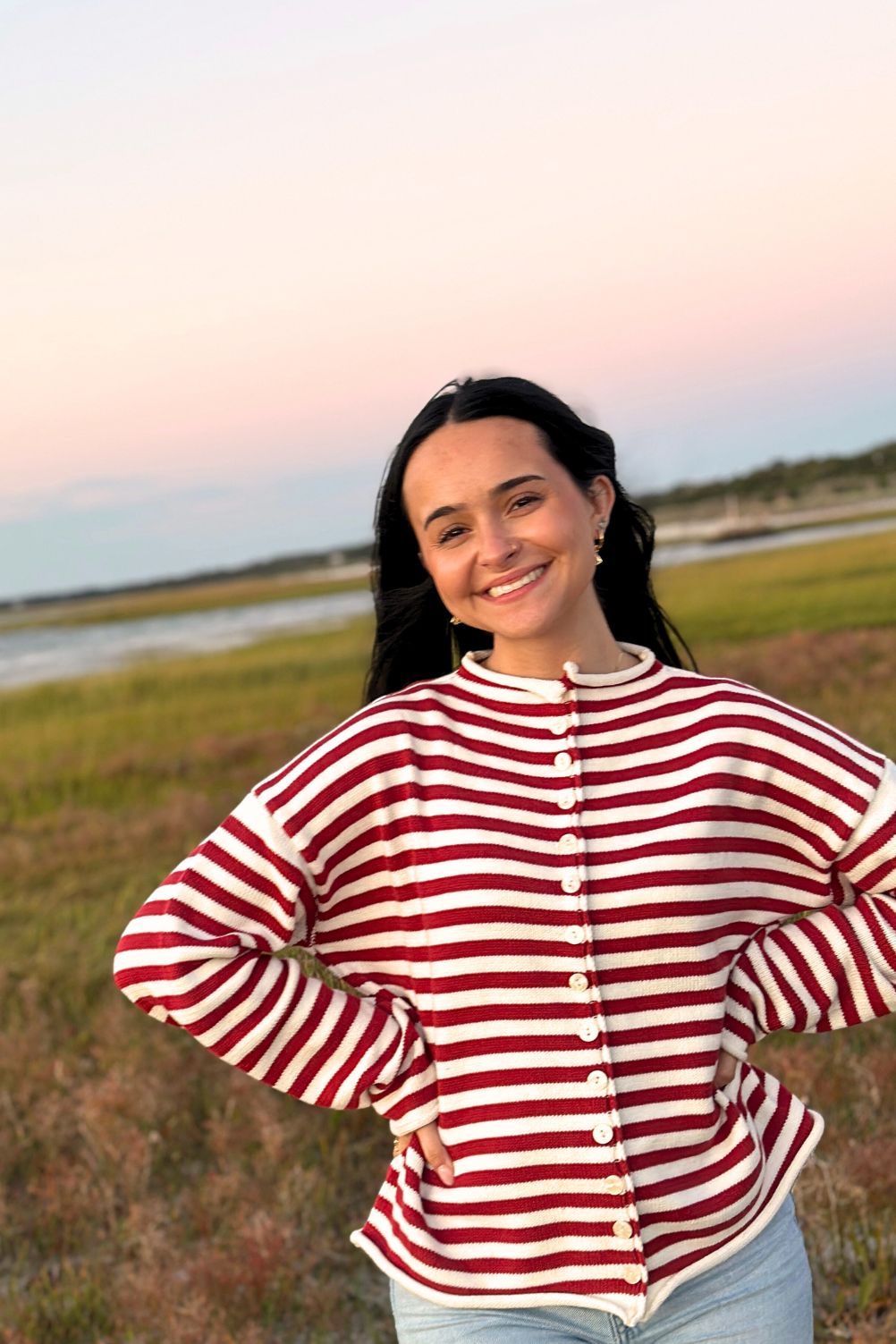 The Camila Sweater - Red Stripe