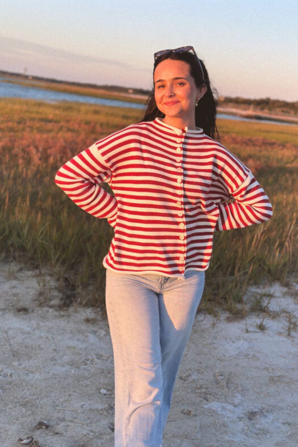 The Camila Sweater - Red Stripe