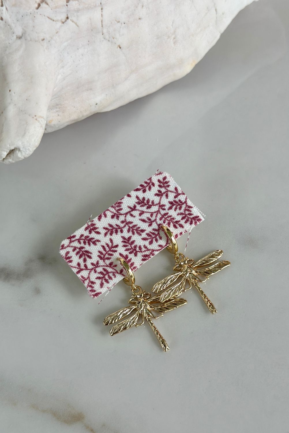 Driftwood Dragonfly Dangle Hoops