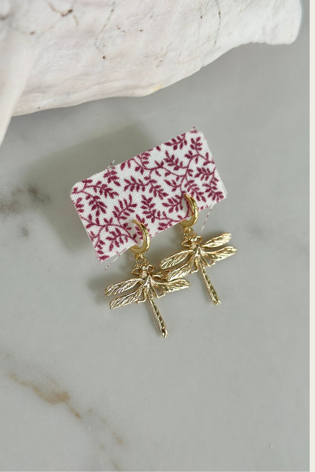 Driftwood Dragonfly Dangle Hoops