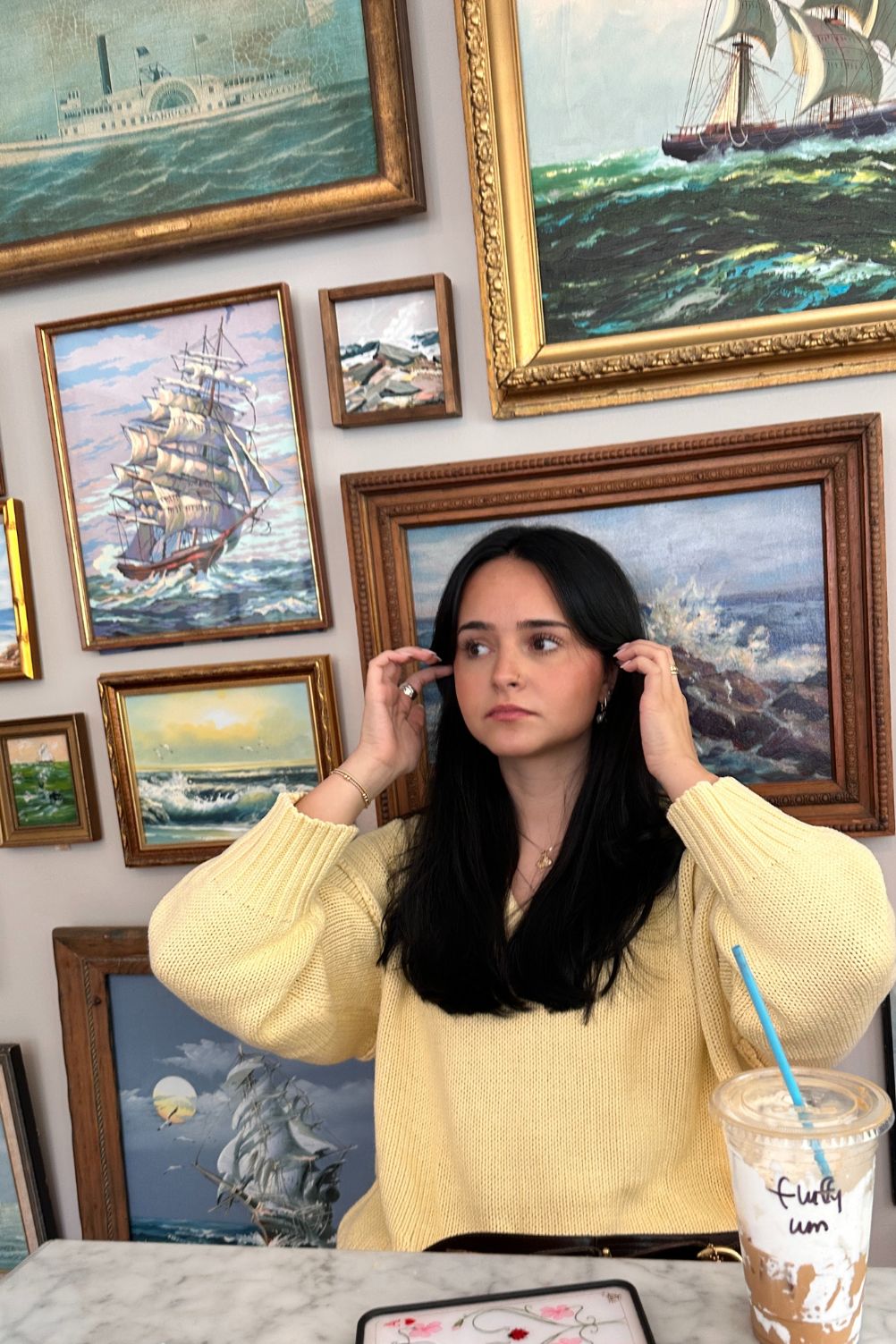 Relaxed fit coastal sweater in soft yellow